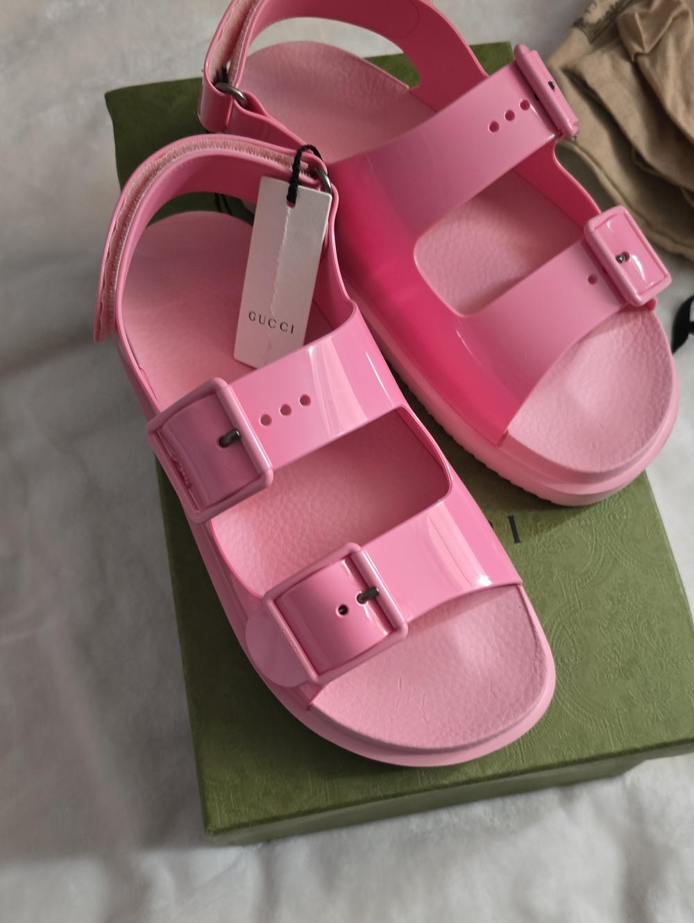 Gucci Pink Double Buckle Sandal